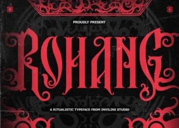 Rohang ritualistic display font with tribal Indonesian style