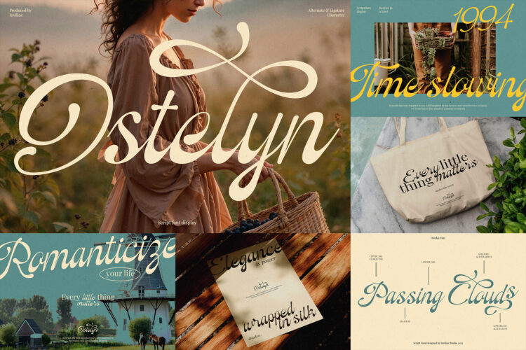 Ostelyn Handwriting Script Font – Elegant cursive font for vintage designs.