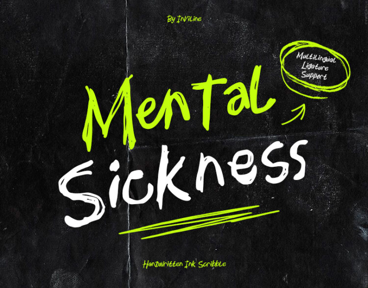 Mental Sickness raw handwritten graffiti font cover with urban marker style lettering and expressive street typography design