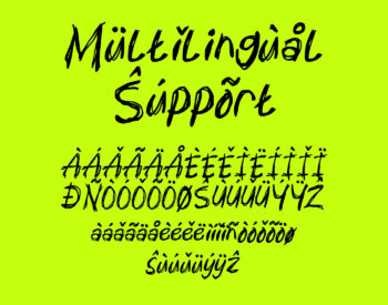 Mental Sickness handwritten graffiti font multilingual support preview showing extended character accents