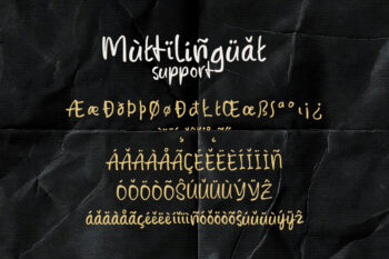 Full character map of Everyday Kind font featuring 270+ glyphs and ligatures
