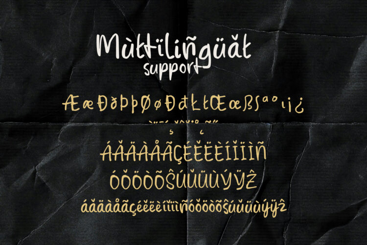 Full character map of Everyday Kind font featuring 270+ glyphs and ligatures